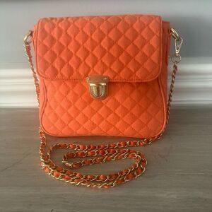 Chico’s Orange Quilted Crossbody Bag.